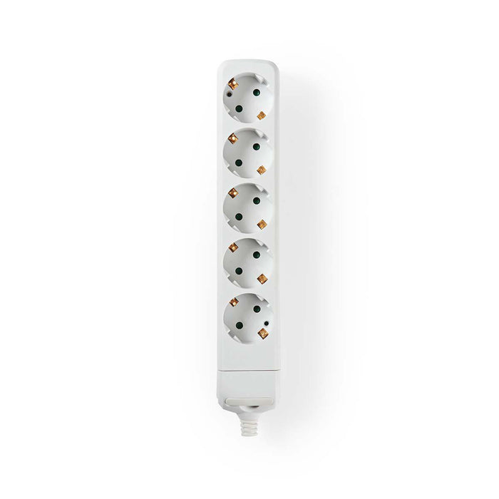 Nedis Extension Socket - Type F (CEE 7/7), 5-Way, 3680 W, No Cable Included - White