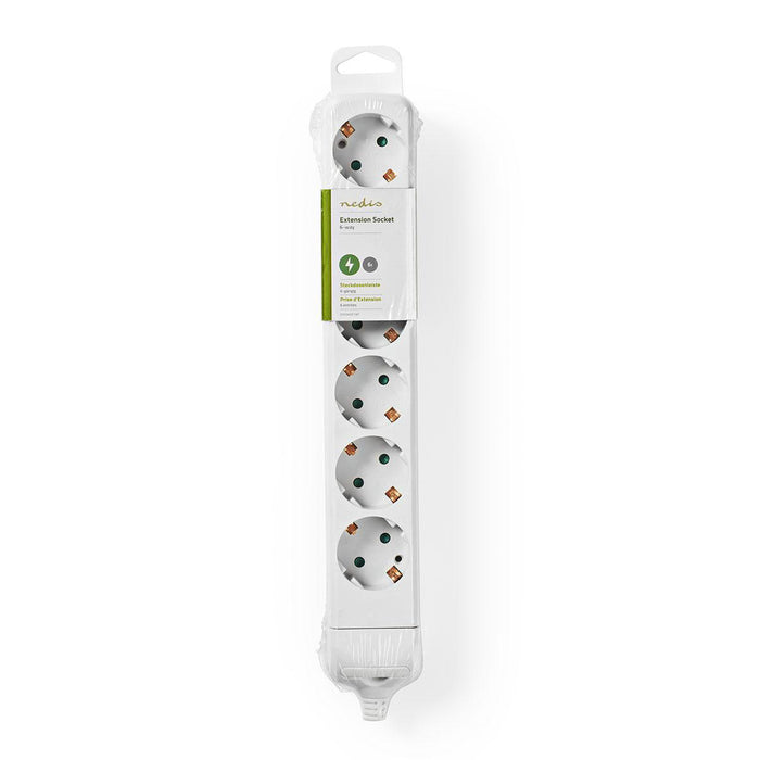 Nedis Extension Socket - Type F (CEE 7/7), 6-Way, 3680 W, No Cable Included - White