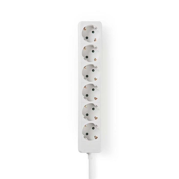 Nedis Extension Socket - Type F (CEE 7/7), 6-Way, 1.50 m, H05VV-F 3G1.5mm² - White