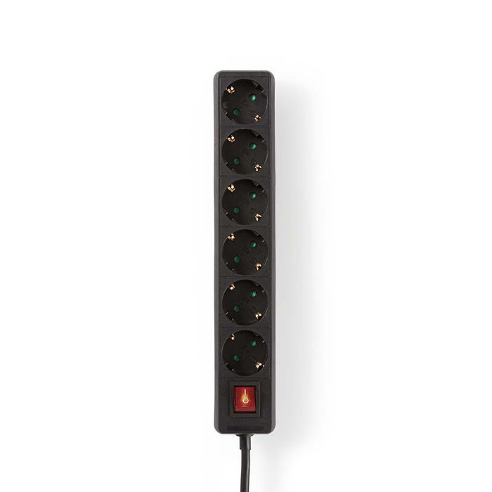 Nedis Extension Socket - Type F (CEE 7/7), 6-Way, 1.50 m, On/Off switch - Black