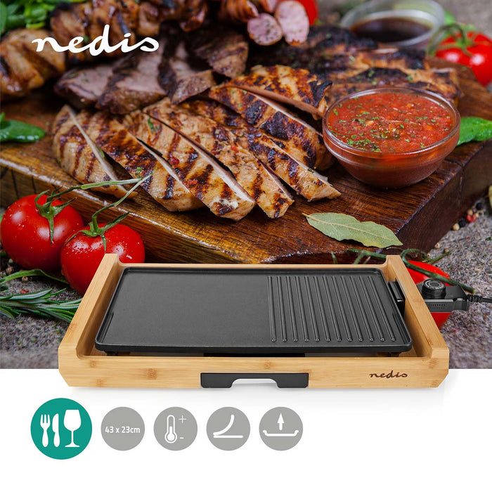 Nedis Teppanyaki Table Grill - Baking surface ( l x w ): 43 x 23 cm, Number of persons: 6 Persons, Non stick coating, Non stick coating - 4 Heat Settings