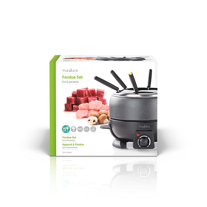 Nedis Fondue Set - 6 Persons, 2.3 l, Adjustable temperature control, Anti slip bottom - Overheating protection