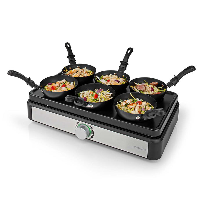 Nedis Party Wok Set - Grill, 6 Persons, Spatula, Non stick coating - Rectangle