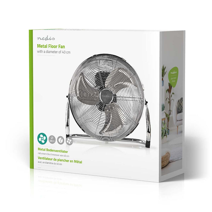 Nedis Floor Fan - 400 mm, 3-Speed, Tiltable, Tiltable - Metal