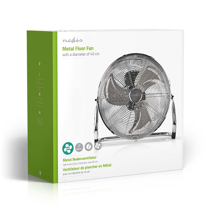 Nedis Floor Fan - 400 mm, 3-Speed, Tiltable, Tiltable - Metal