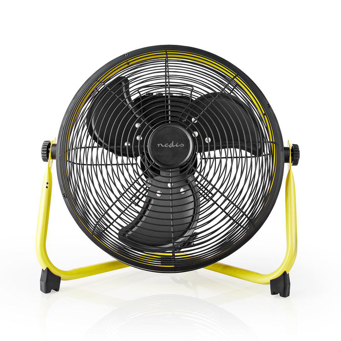 Nedis Floor Fan - 300 mm, 3-Speed, Tiltable, Tiltable - Black / Yellow