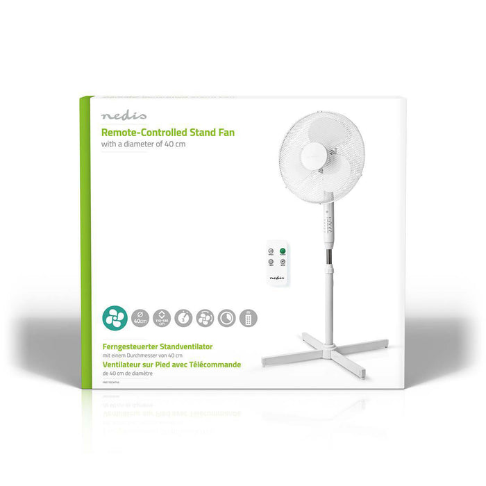 Nedis Stand Fan - Diameter: 400 mm, 3-Speed, Oscillation, Remote control - White