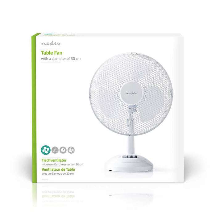 Nedis Table Fan - Mains Powered, Diameter: 300 mm, 35 W, 3-Speed - White