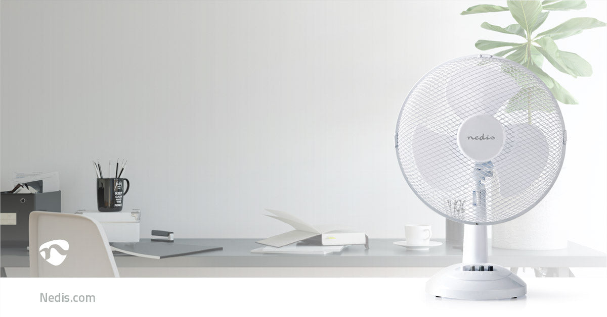 Nedis Table Fan - Mains Powered, Diameter: 300 mm, 35 W, 3-Speed - White