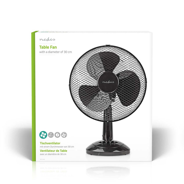 Nedis Table Fan - Mains Powered, Diameter: 300 mm, 35 W, 3-Speed - Black