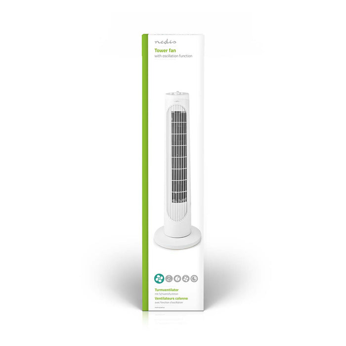 Nedis Tower Fan - 3-Speed, Oscillation, 50 W, 50 W - White