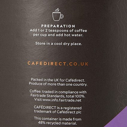 Cafe Direct Freeze Dried Caffeinated Instant Coffee Can Smooth Fairtrade 500 g