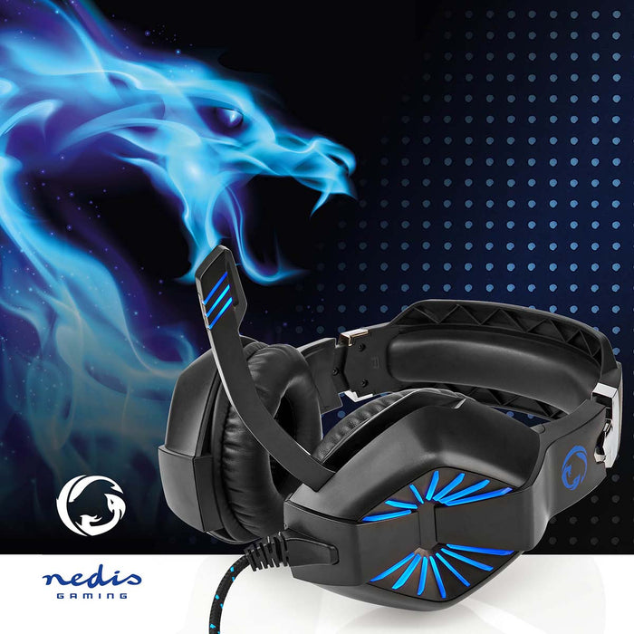 Nedis Gaming Headset - Over-Ear, Stereo, USB Type-A / 2x 3.5 mm, 2.20 m - LED