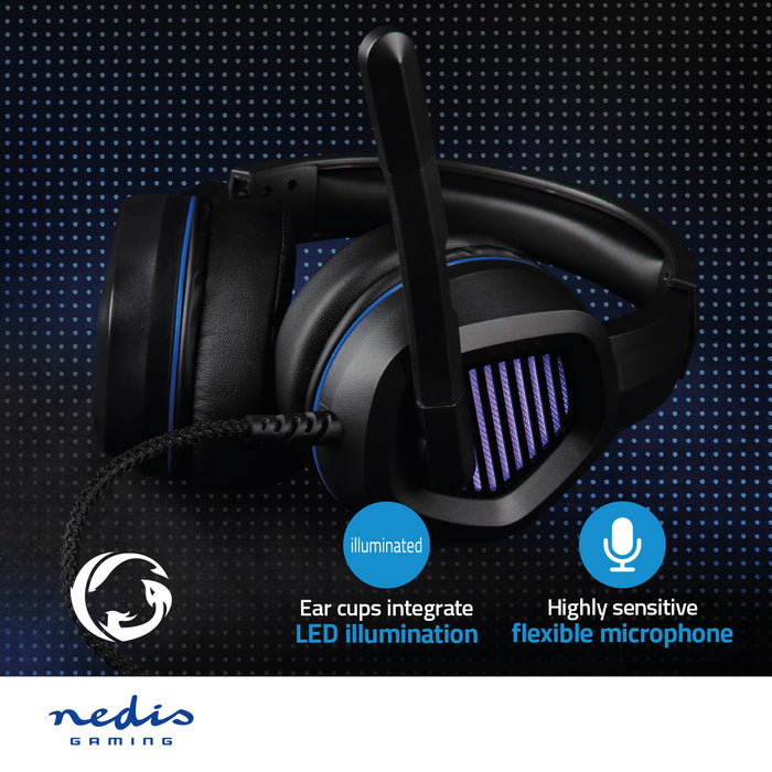 Nedis Gaming Headset - Over-Ear, Surround, USB Type-A, 2.10 m - LED