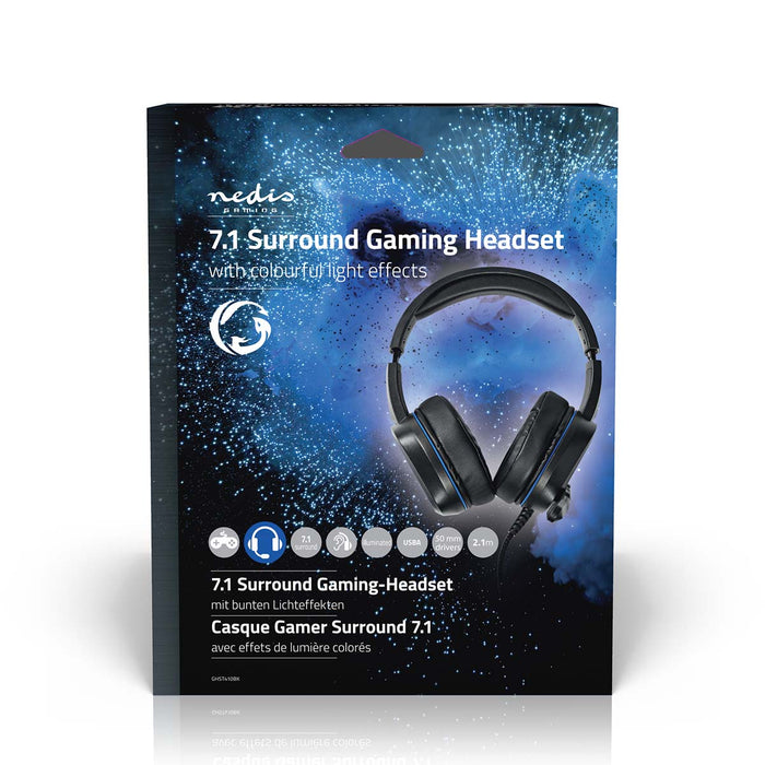 Nedis Gaming Headset - Over-Ear, Surround, USB Type-A, 2.10 m - LED