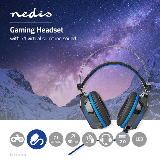 Nedis Gaming Headset - Over-Ear, Surround, USB Type-A, 2.10 m - Normal Lighting