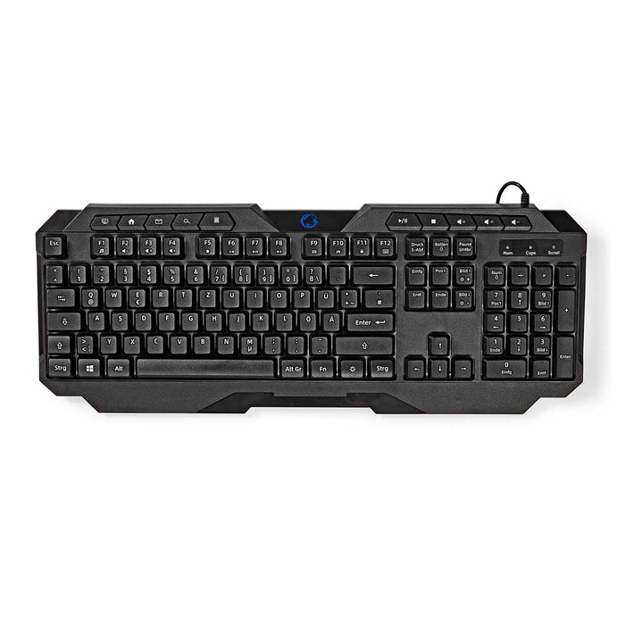 Nedis Wired Gaming Keyboard - USB Type-A, Membrane Keys, LED, Power cable length: 1.30 m - Multimedia