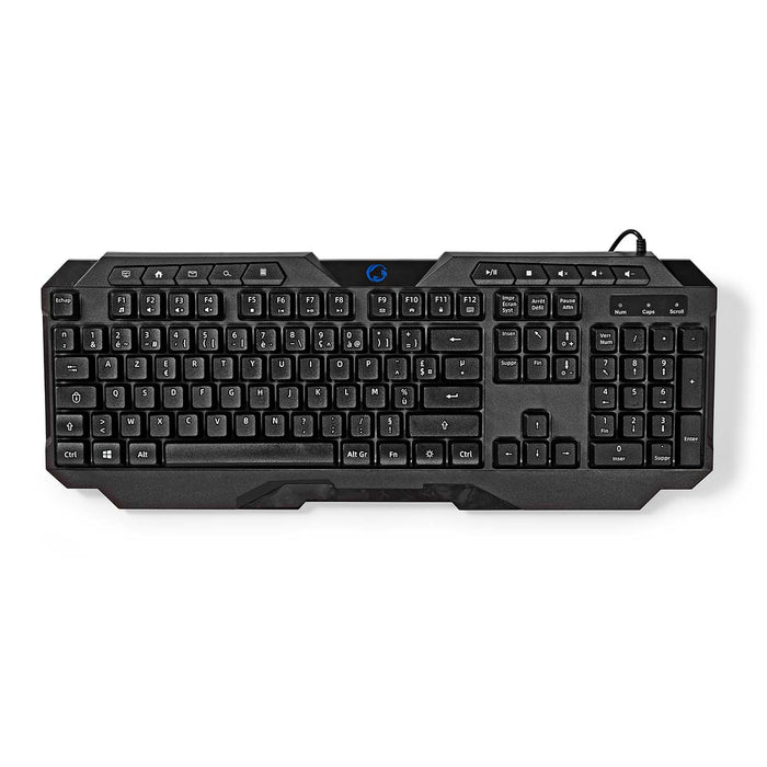 Nedis Wired Gaming Keyboard - USB Type-A, Membrane Keys, LED, Power cable length: 1.30 m - Multimedia