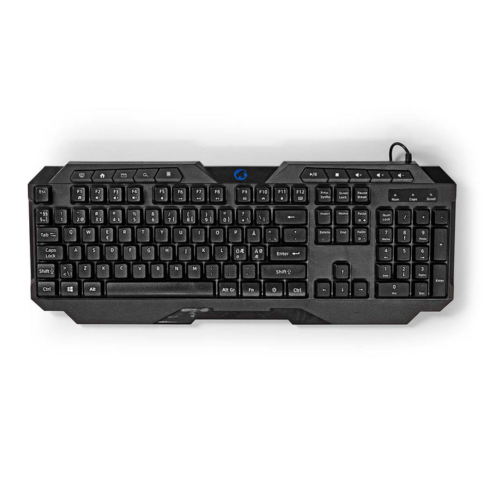 Nedis Wired Gaming Keyboard - USB Type-A, Membrane Keys, LED, Power cable length: 1.30 m - Multimedia