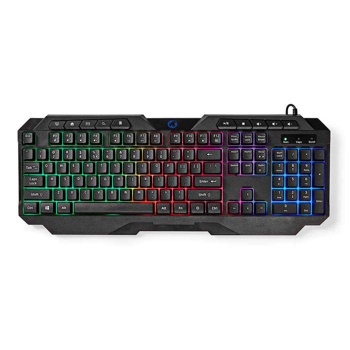 Nedis Wired Gaming Keyboard - USB Type-A, Membrane Keys, LED, Power cable length: 1.30 m - Multimedia