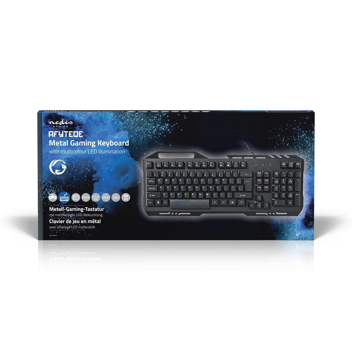 Nedis Wired Gaming Keyboard - USB 2.0, Membrane Keys, LED, Power cable length: 1.50 m - Gaming