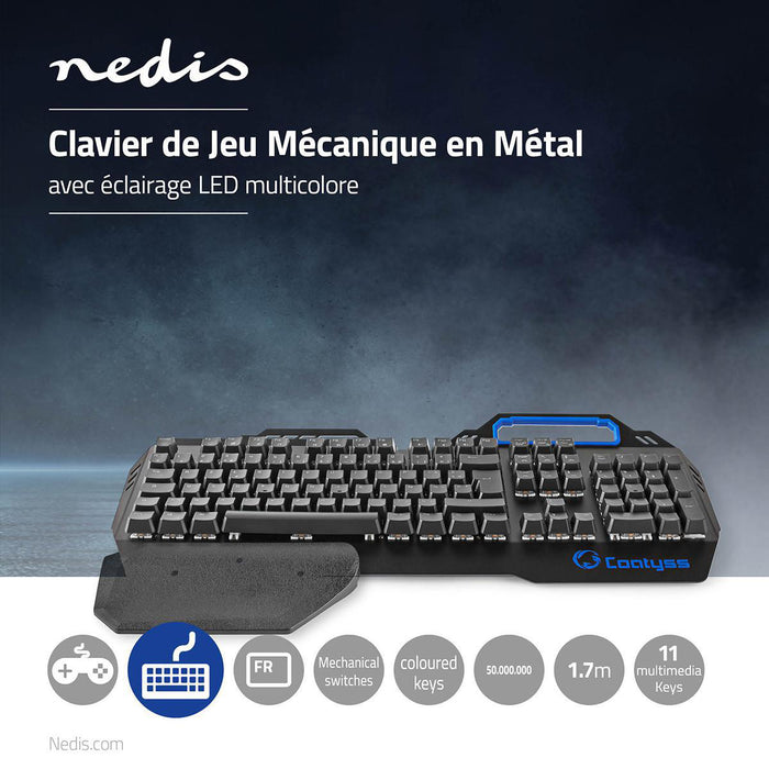 Nedis Wired Gaming Keyboard - USB, Mechanical Keys, RGB, Power cable length: 1.70 m - Gaming