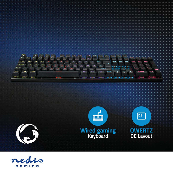 Nedis Wired Gaming Keyboard - USB Type-A, Mechanical Keys, LED, Power cable length: 1.50 m - Gaming