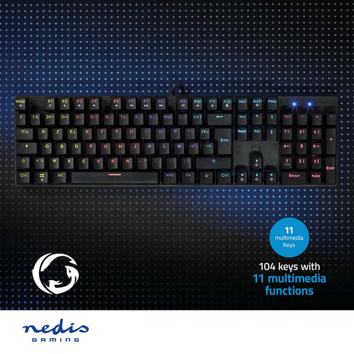 Nedis Wired Gaming Keyboard - USB Type-A, Mechanical Keys, LED, Power cable length: 1.50 m - Gaming