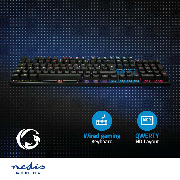 Nedis Wired Gaming Keyboard - USB Type-A, Mechanical Keys, LED, Power cable length: 1.50 m - Gaming