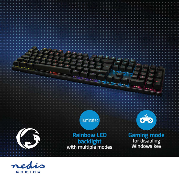 Nedis Wired Gaming Keyboard - USB Type-A, Mechanical Keys, LED, Power cable length: 1.50 m - Gaming