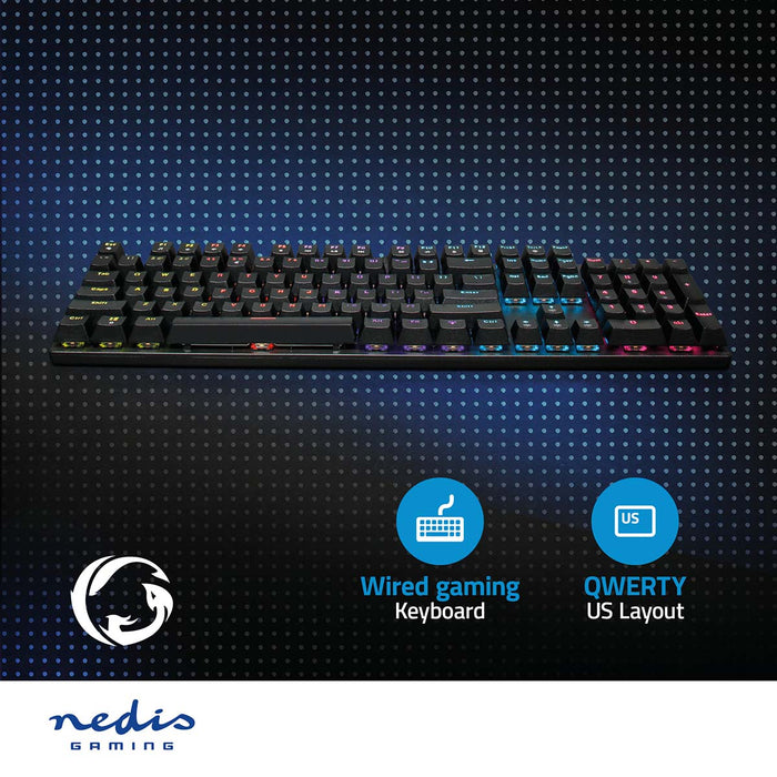 Nedis Wired Gaming Keyboard - USB Type-A, Mechanical Keys, LED, Power cable length: 1.50 m - Gaming