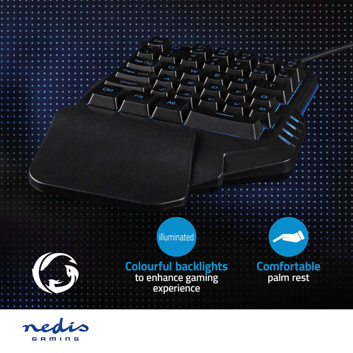 Nedis Wired Gaming Keyboard - USB Type-A, Membrane Keys, RGB, Power cable length: 1.60 m - Gaming