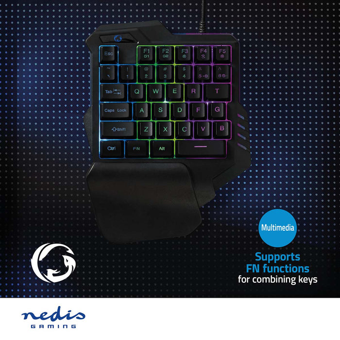 Nedis Wired Gaming Keyboard - USB Type-A, Membrane Keys, RGB, Power cable length: 1.60 m - Gaming