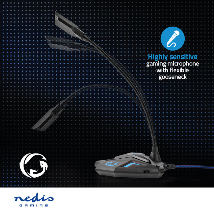 Nedis Gaming Microphone - Used for: Desktop / Notebook, USB, Connection output: 1x 3.5 mm Audio Out, On/Off switch - Headphone output