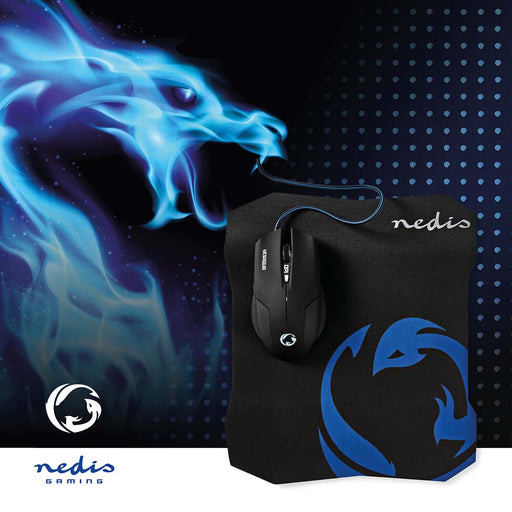 Nedis Gaming Mouse & Mouse Pad Set - Wired, 800 / 1200 / 1600 dpi, Adjustable DPI, 1.50 m - Normal Lighting