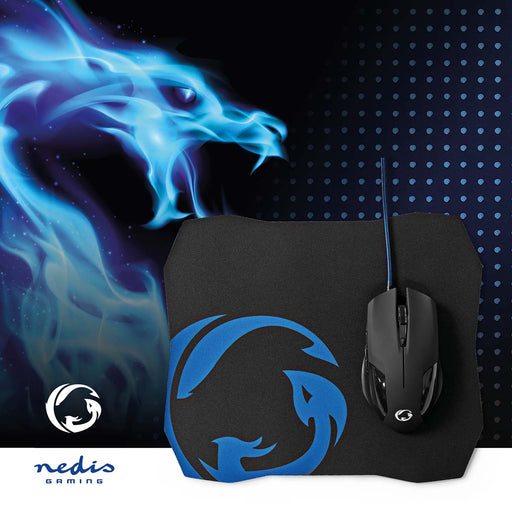 Nedis Gaming Mouse & Mouse Pad Set - Wired, 1200 / 2400 / 4800 / 7200 dpi, Adjustable DPI, 1.50 m - Without Lighting