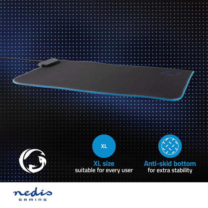 Nedis Gaming Mouse Pad - Microfiber / Rubber - Black, 