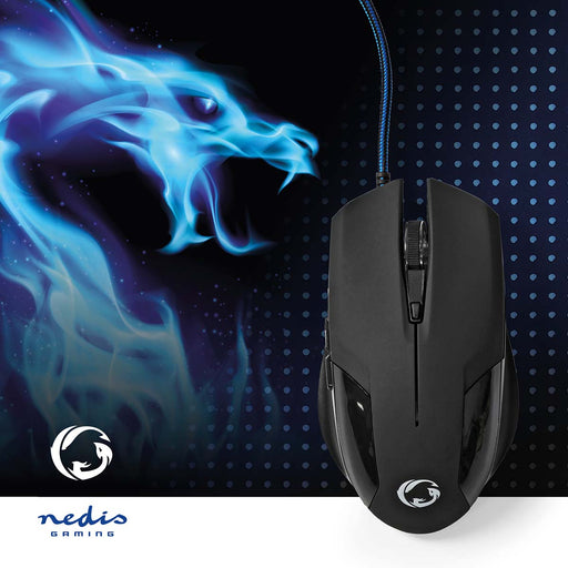 Nedis Gaming Mouse - Wired, 1200 / 2400 / 4800 / 7200 dpi, Adjustable DPI, 1.50 m - Without Lighting