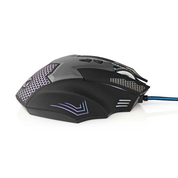 Nedis Gaming Mouse - Wired, 800 / 1200 / 1600 / 2400 dpi, Adjustable DPI, 1.50 m - LED