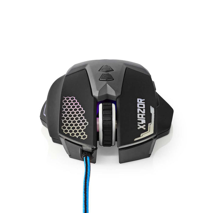 Nedis Gaming Mouse - Wired, 800 / 1200 / 1600 / 2400 dpi, Adjustable DPI, 1.50 m - LED