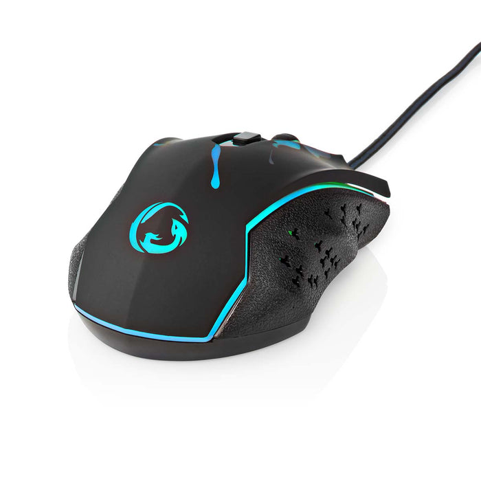 Nedis Gaming Mouse - Wired, 1200 / 1800 / 2400 / 3600 dpi, Adjustable DPI, 1.50 m - LED