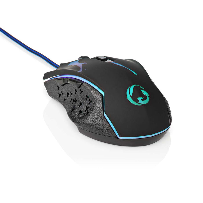 Nedis Gaming Mouse - Wired, 1200 / 1800 / 2400 / 3600 dpi, Adjustable DPI, 1.50 m - LED