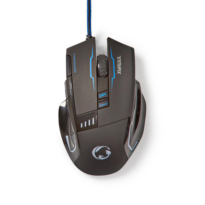 Nedis Gaming Mouse - Wired, 800 / 1600 / 2400 / 4000 dpi, Adjustable DPI, 1.50 m - LED