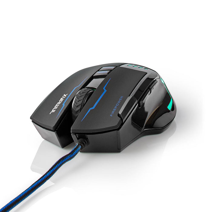 Nedis Gaming Mouse - Wired, 800 / 1600 / 2400 / 4000 dpi, Adjustable DPI, 1.50 m - LED