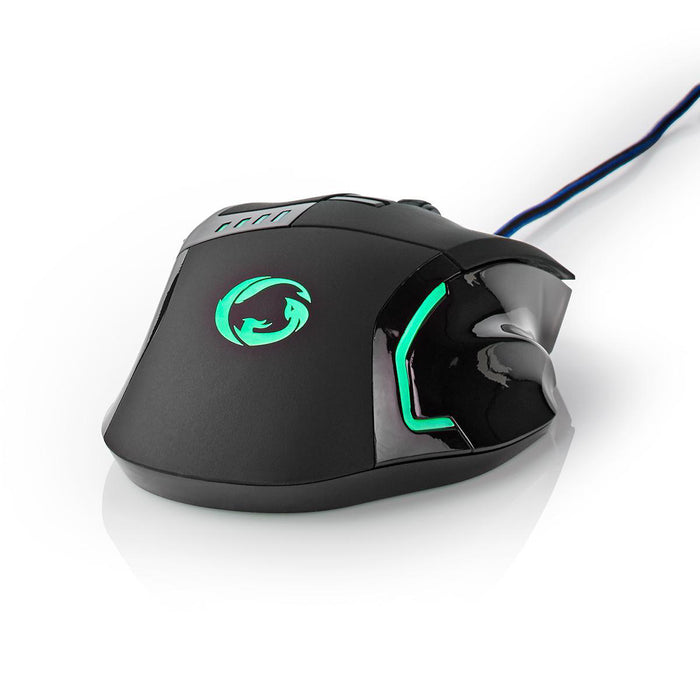 Nedis Gaming Mouse - Wired, 800 / 1600 / 2400 / 4000 dpi, Adjustable DPI, 1.50 m - LED