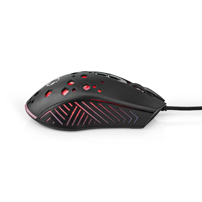 Nedis Gaming Mouse - Wired, 800 / 1200 / 2400 / 3200 / 4800 / 7200 dpi, Adjustable DPI, 1.50 m - RGB