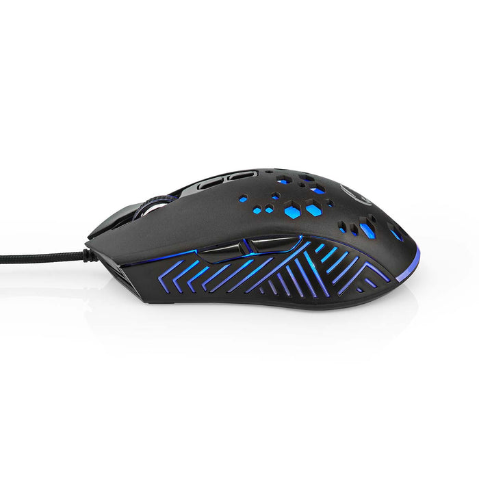 Nedis Gaming Mouse - Wired, 800 / 1200 / 2400 / 3200 / 4800 / 7200 dpi, Adjustable DPI, 1.50 m - RGB