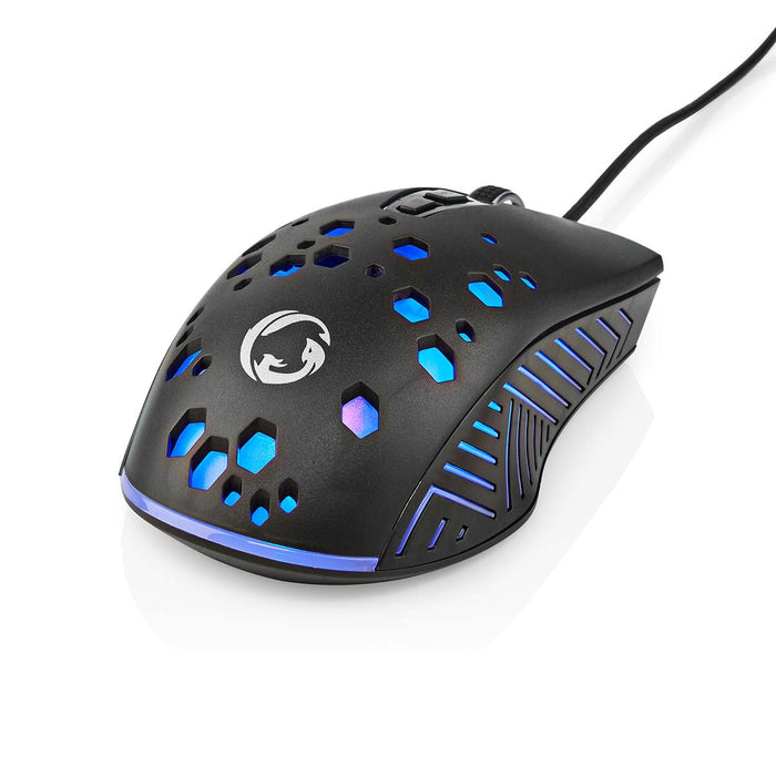 Nedis Gaming Mouse - Wired, 800 / 1200 / 2400 / 3200 / 4800 / 7200 dpi, Adjustable DPI, 1.50 m - RGB