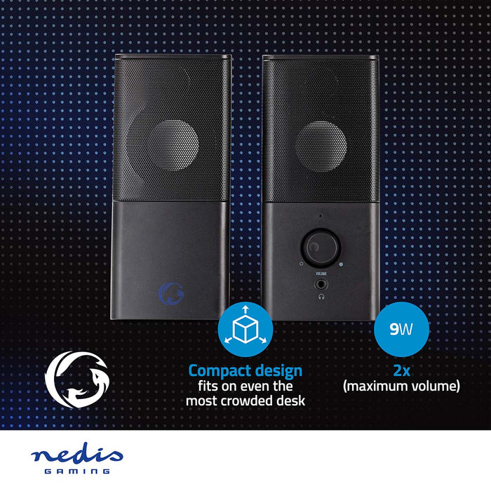 Nedis Gaming Speaker - Speaker channels: 2.0, USB Powered, 3.5 mm Male, Volume control - Connection output: 1x 3.5 mm Audio Out