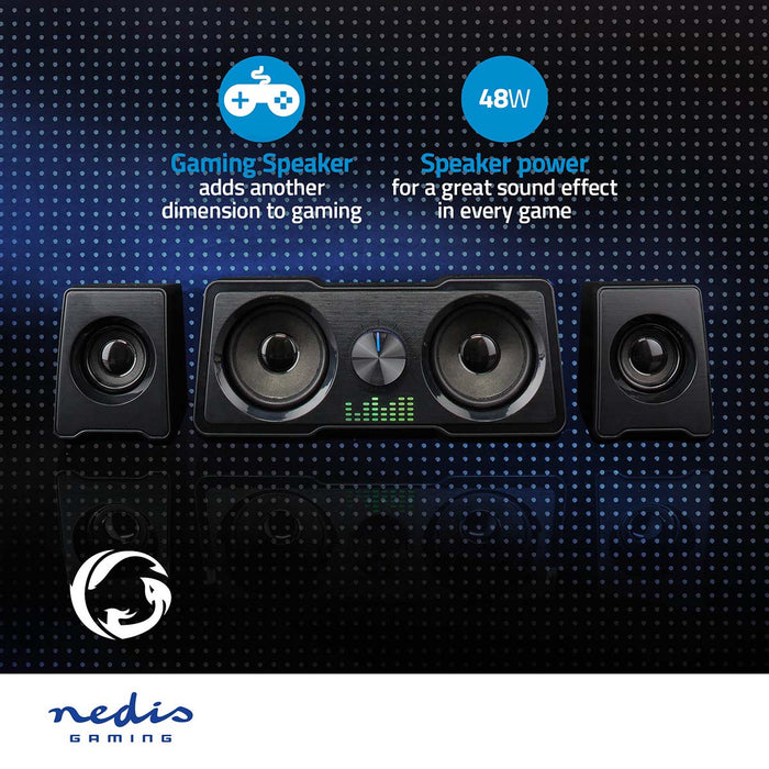 Nedis Gaming Speaker - Speaker channels: 2.2, USB Powered, 3.5 mm Male, LED - Volume control